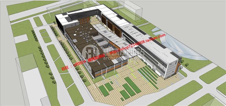 NO00251中学教学楼行政楼办公楼建筑设计 su模型+cad图纸-2