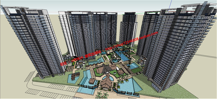 NO01219小区规划项目中标方案设计cad总图户型3dmax模型效果图-6