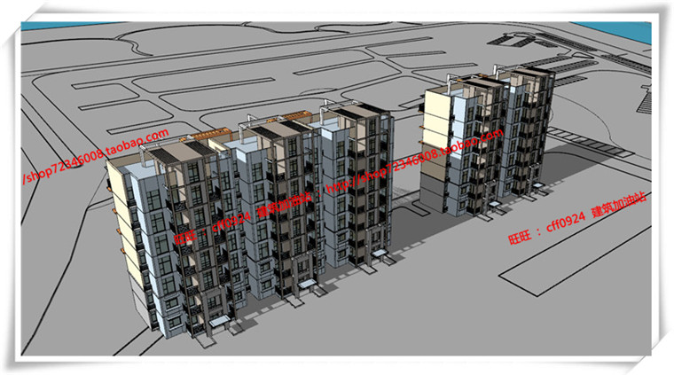 JZ288花园住宅/多层住宅全套设计SU模型+cad图纸+效果图+3D-7