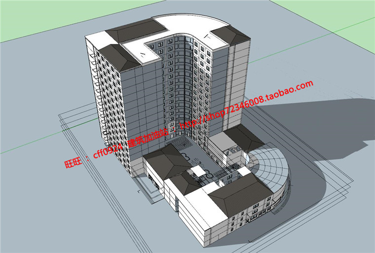 NO01138高层旅馆设计cad各层平面图总图su模型-1