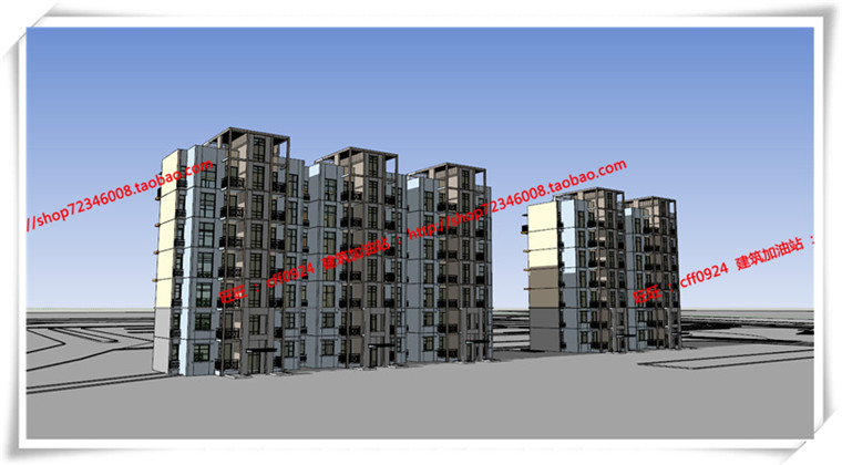 JZ288花园住宅/多层住宅全套设计SU模型+cad图纸+效果图+3D-9