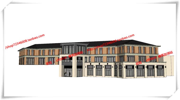 JZ217江西上饶欧式商业/住宅/商住楼SU模型+cad图纸+效果图-8