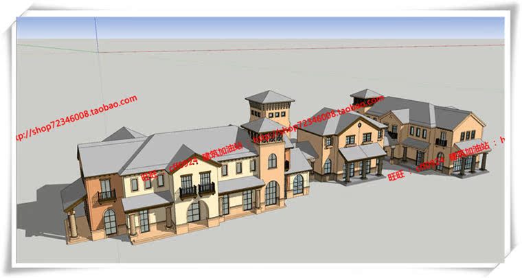 JZ195欧式商业街/步行街建筑方案SU模型/效果图/3DMAX-4