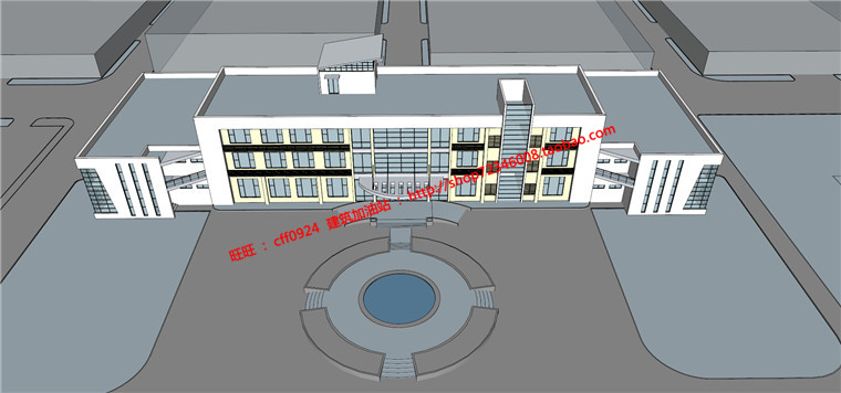 NO00665cad图纸su模型效果图3dmax厂区多层办公楼写字楼建筑方...-4