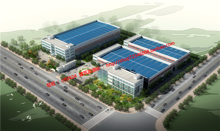 NO00670厂区办公楼厂房设计工业建筑cad图纸su模型3dmax效果图-1