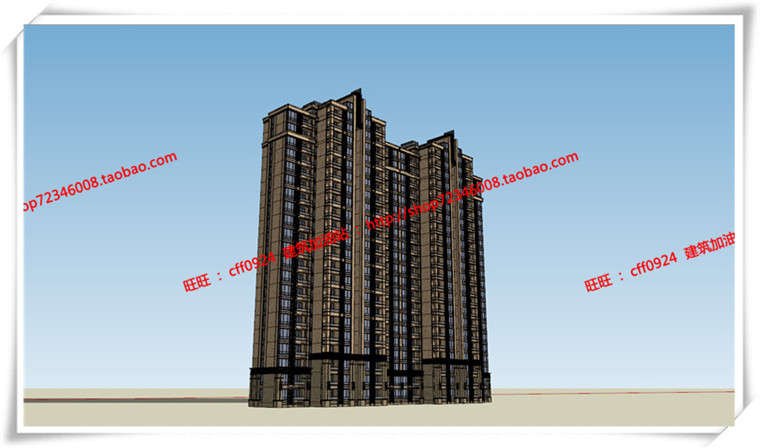 JZ234宁波广洋商住宅楼cad平立面总图artdeco su模型+效果图-25