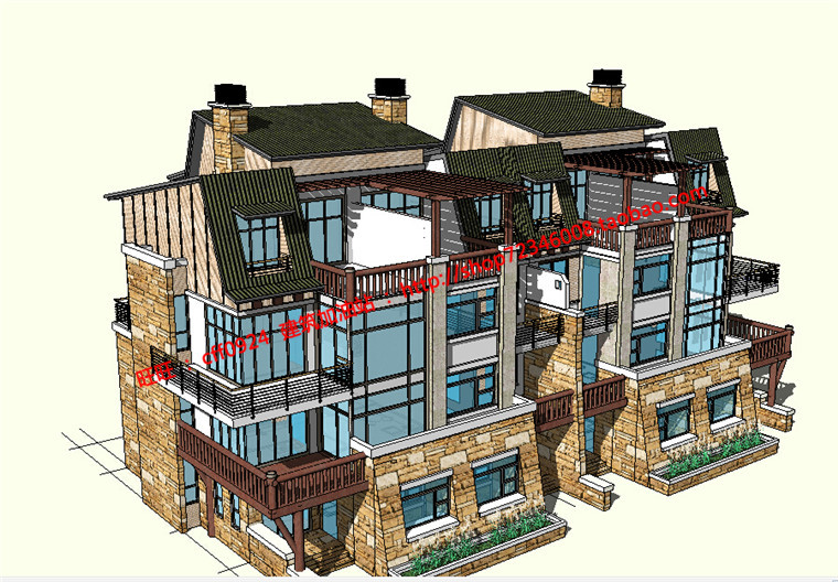 NO00312新农村花园洋房住宅建筑方案设计cad户型图纸su模型-4