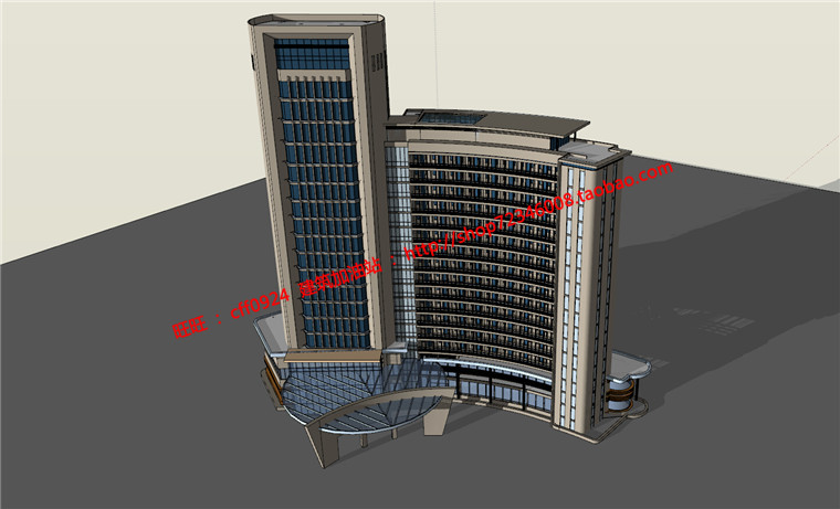 NO00645 su模型+cad图纸+3Dmax+效果图全高档酒店现代公建建筑...-4