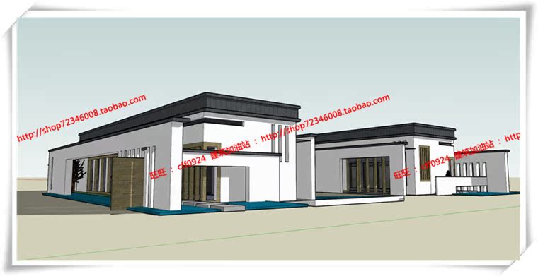 JZ240公建售楼处新中式cad平立面总图+SU模型+效果图-2