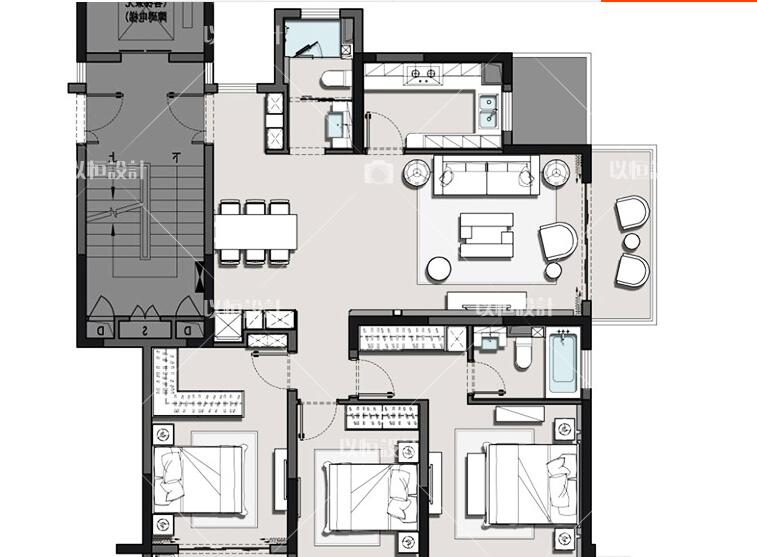 YH01822现代样板间设计标书素材 家居住宅效果图素材CAD施工图-6