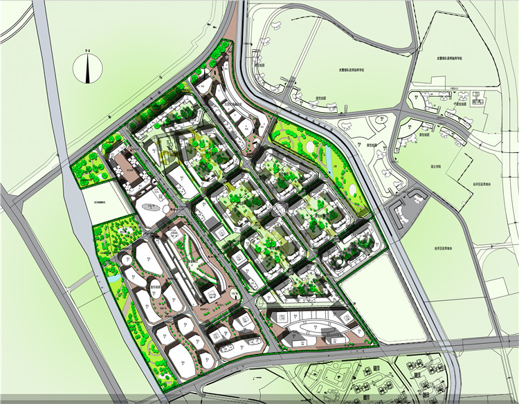 TU03141大型生活居住区规划建筑设计含cad总图+PSD总图分析-1