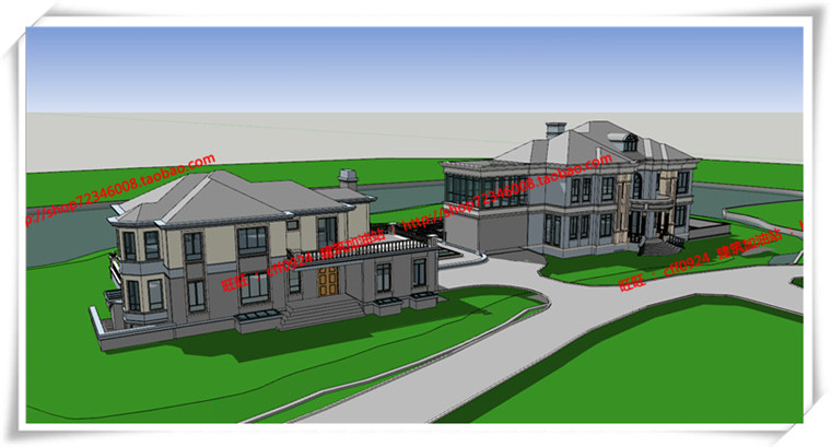 毕业设计欧式别墅平立面skp/su模型+cad图纸+效果图+3Dmax模型...-7
