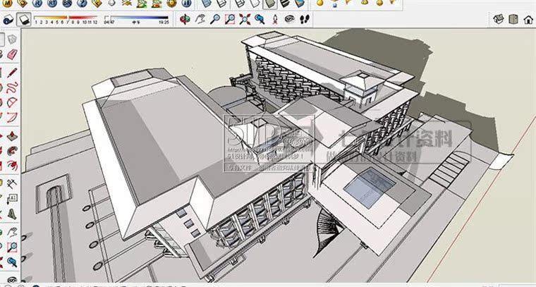 DB00079度假酒店cad+效果图+su模型宾馆多层中式坡屋顶旅游建筑-10