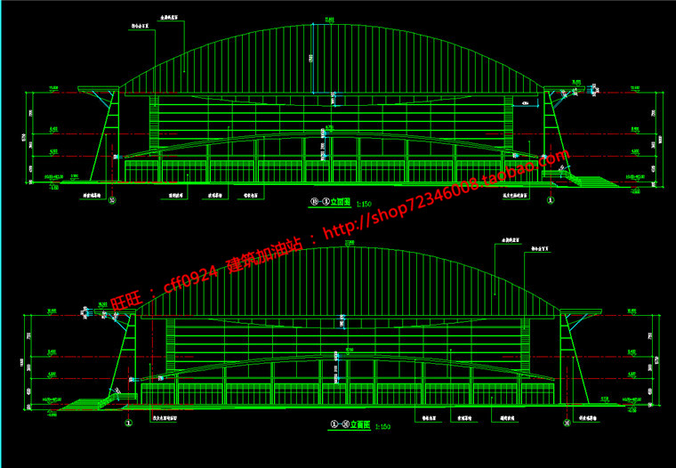 NO00344体育馆建筑方案设计cad施工图图纸效果图-11