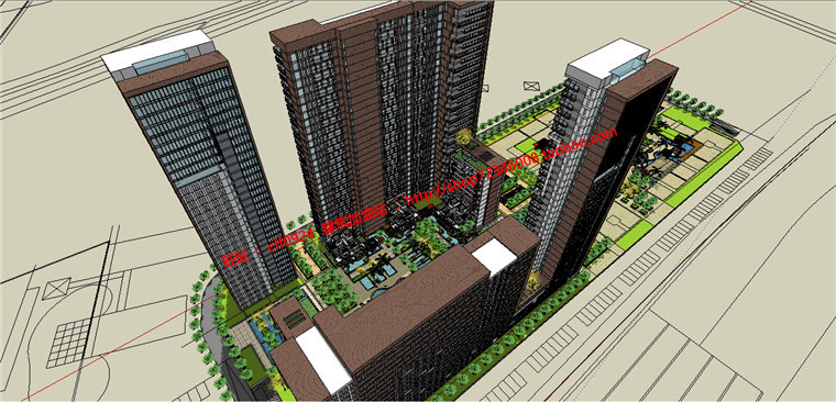 NO01219小区规划项目中标方案设计cad总图户型3dmax模型效果图-9