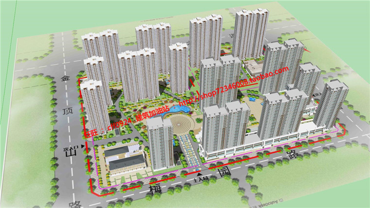 NO01837居住小区住宅规划设计su模型cad图纸psd效果图彩平-5