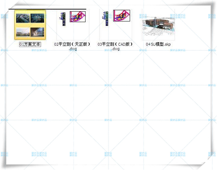 TU00968现代风格五层图书中心设计cad平立剖+SU模型+效果图-7