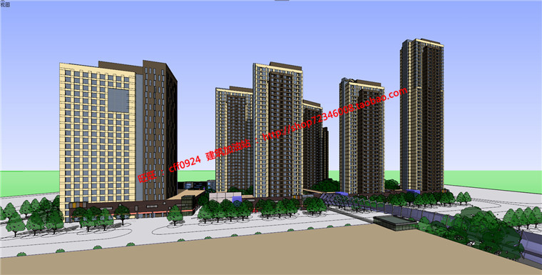 NO00193商业综合体商住楼建筑方案设计su模型cad图纸效果图-10