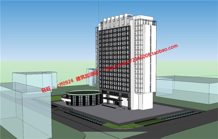 NO01756cad图纸su模型效果图ppt都市集中型酒店建筑方案设计-6