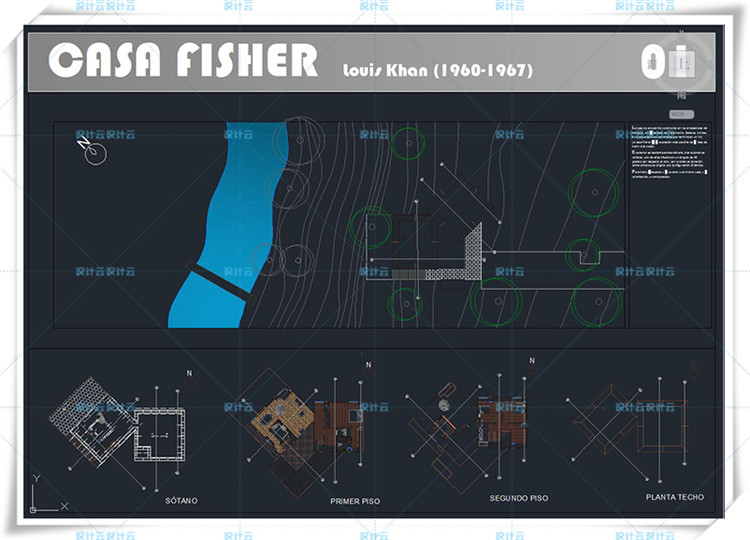 TU00899费舍住宅su模型全套cad含尺寸路易斯康 Norman fisher house-7