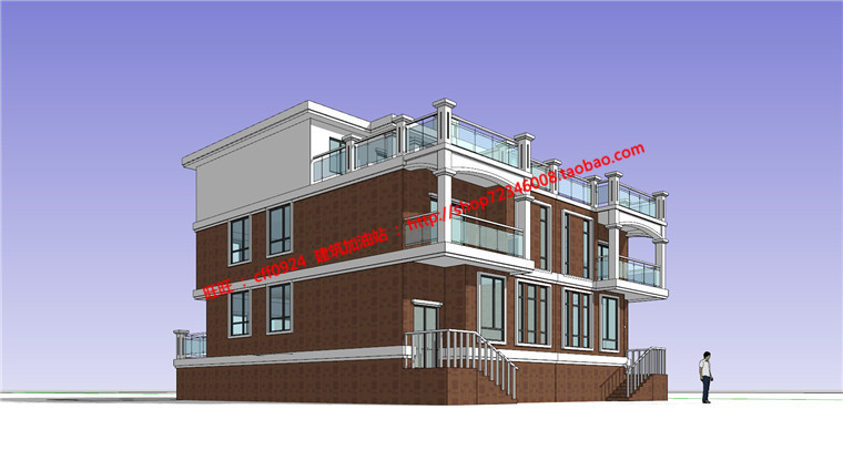 NO00509全套施工图双拼别墅su模型+cad图纸精选建筑方案设计-3