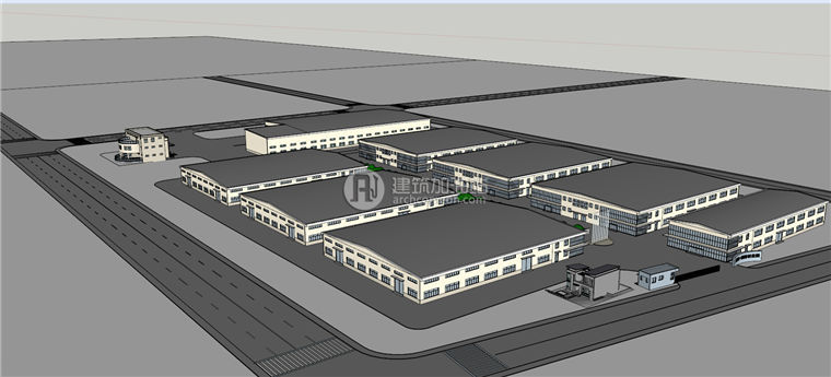 JZ114工业厂房建筑方案设计包含SU模型+cad图纸+效果图-5