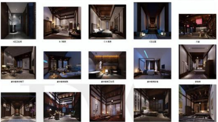 ZZ0163新中式特色度假村酒店民宿客栈室内设计施工图CAD图...-3