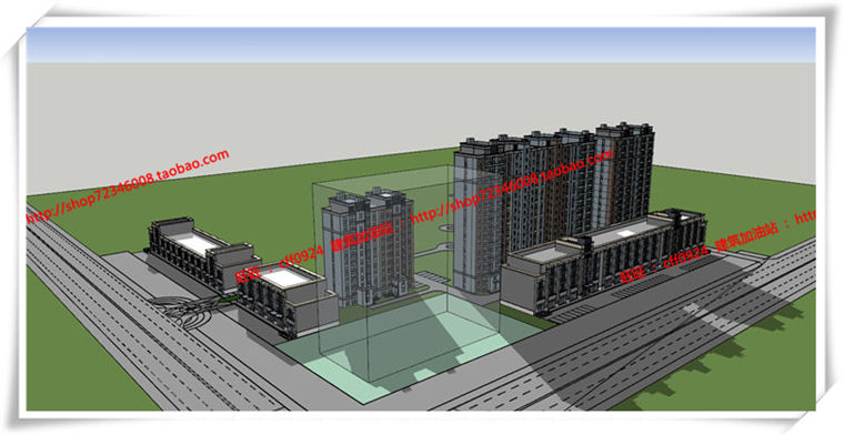 JZ281沿街高层住宅 多层住宅 沿街商业含su模型/cad图纸/效果...-6