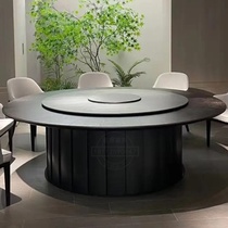 Hotel hotel 2 meters 3 meters solid wood slate private room electric dining table large round table 15 people 20 people 30 people rotating hot pot