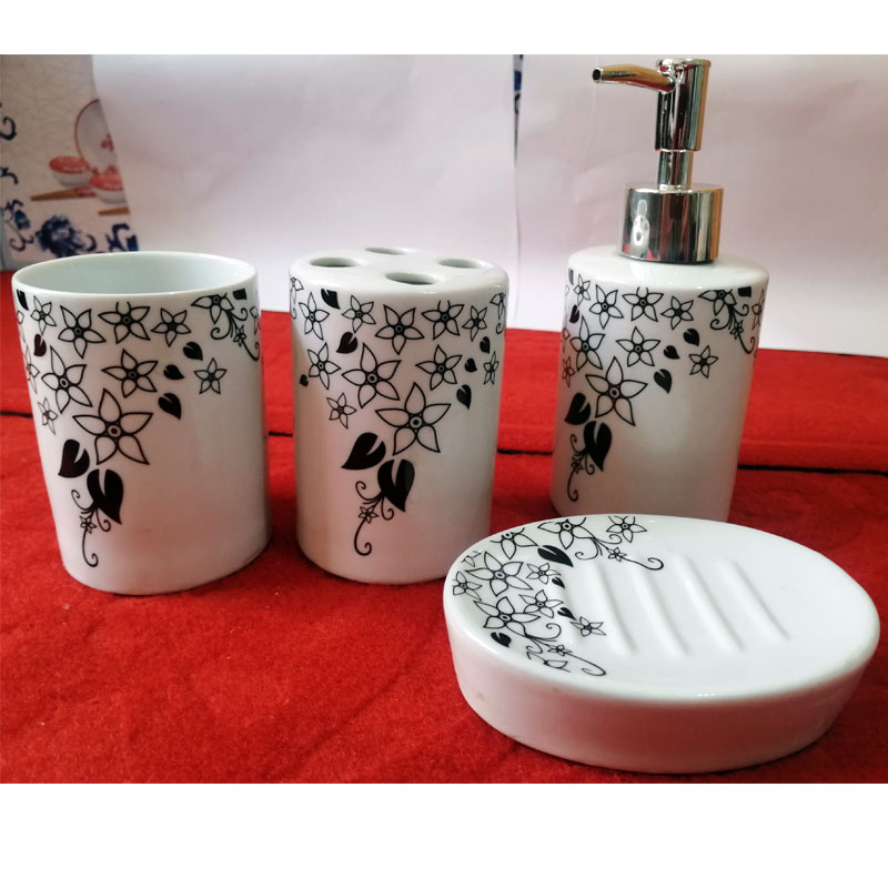 Blue bathroom cleaning utensils4 pieces ceramic bone bathwashtoothpastestoothbrush seat fertilizer disk