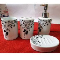 Blue and white bathroom ware four-piece ceramic bone china bathroom shampoo toothpaste Toothbrush holder Soap dish