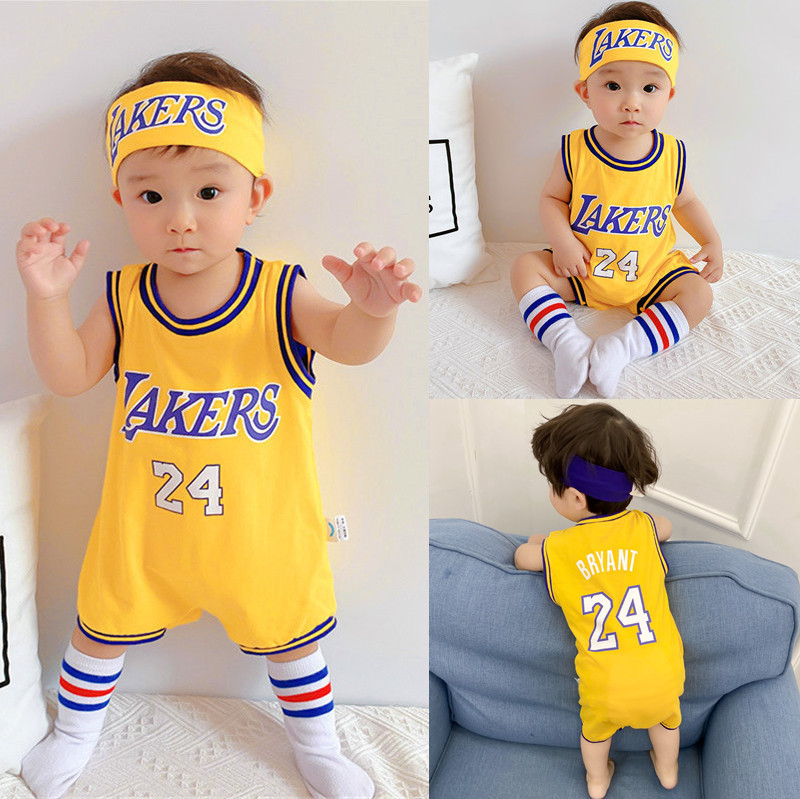 Summer Baby Sports Jumpsuit, Stylish Basketball Vest, Romper for Boys and Girls, Casual Pure Cotton Crawling Suit, Popular Online