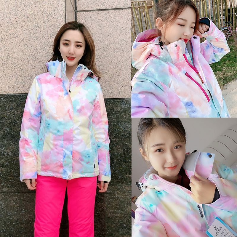 Ski suit Korean veneer double board warm windproof waterproof thickened breathable winter outdoor large size ski women's top