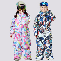 Thickened parent-child baby conjoined childrens ski suit set boys and girls waterproof windproof and warm skiing equipment