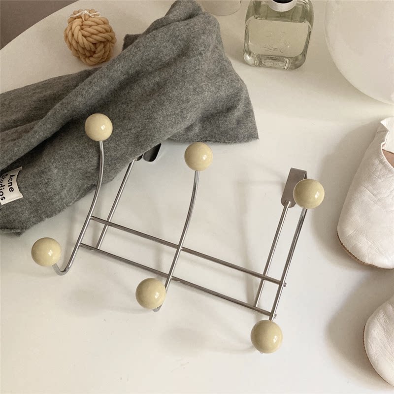 Металлические стойки 好市民大发 韩国vintage铁艺奶油白洗手间卧室门后挂钩衣架装饰