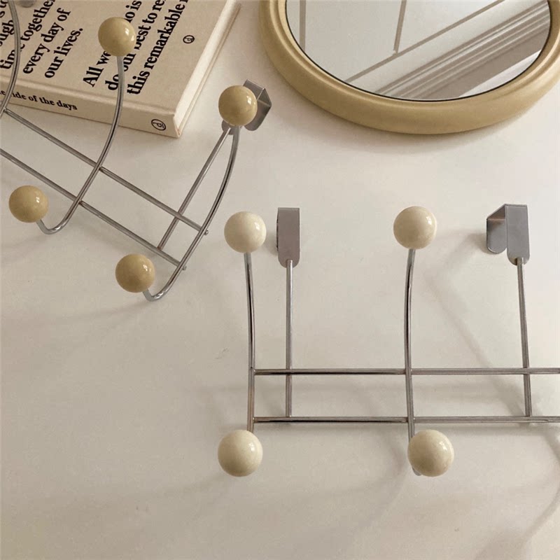 Металлические стойки 好市民大发 韩国vintage铁艺奶油白洗手间卧室门后挂钩衣架装饰