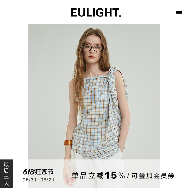 Eulight Designer Cotton Plaid Sleeveless Top for Women 2026 New Retro Loose Vest for Women Summer Outerwear Eulight Designer Cotton Plaid Sleeveless Top for Women 2026 New Retro Loose Vest for Women Summer Outerwear