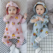 Autumn one-piece baby spring and autumn mens and womens baby autumn clothes go out pure cotton thin zipper open file outer wear jacket