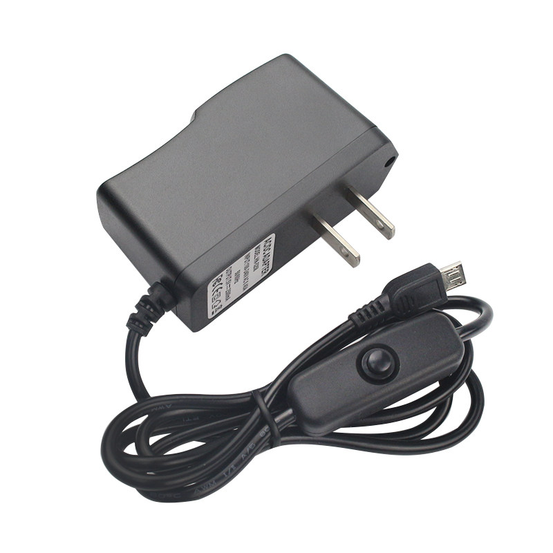 树莓派电源5V 2.5A 带开关按钮电源适配器Micro USB支持3B+/3B/2B