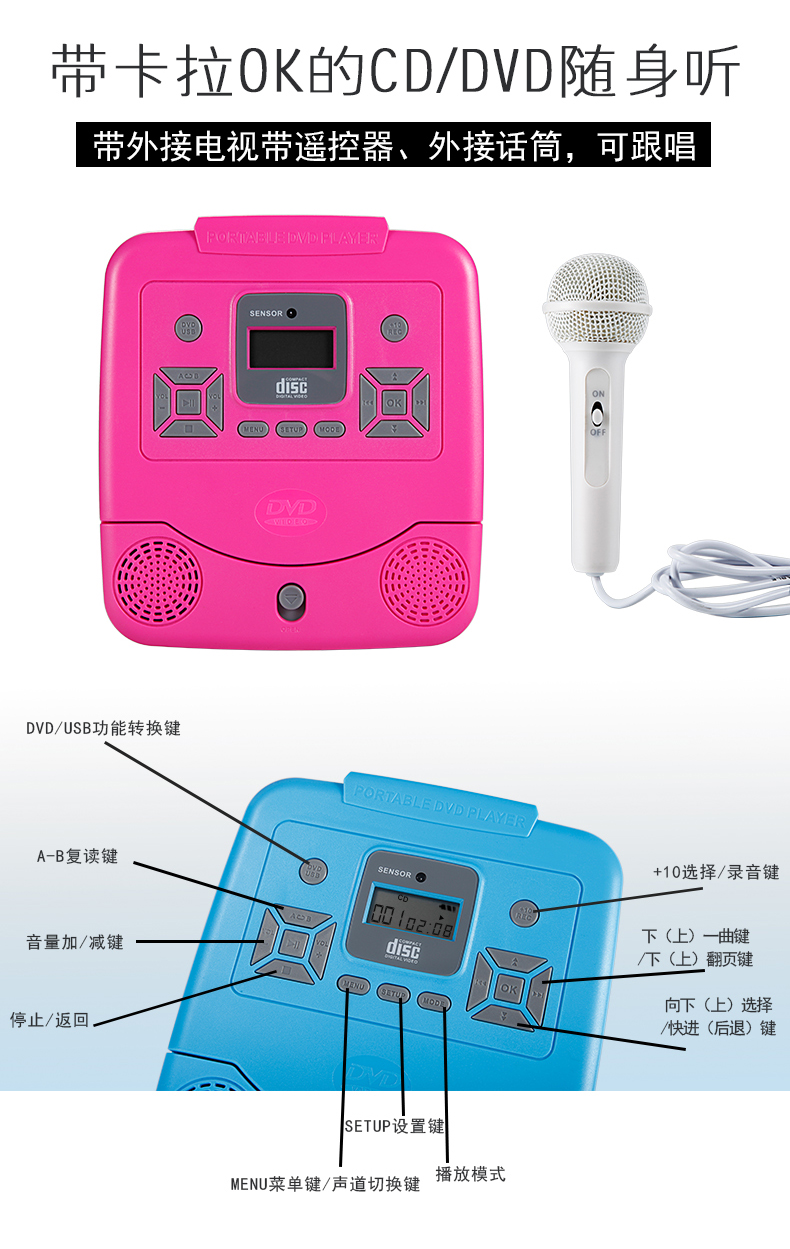 Ưu đãi đặc biệt Portable King Toàn năng Tiếng Anh CD Walkman Repeater MP3 CD DVD Đĩa U sạc âm thanh ngoài - Máy nghe nhạc mp3 máy nghe nhạc bluetooth xiaomi