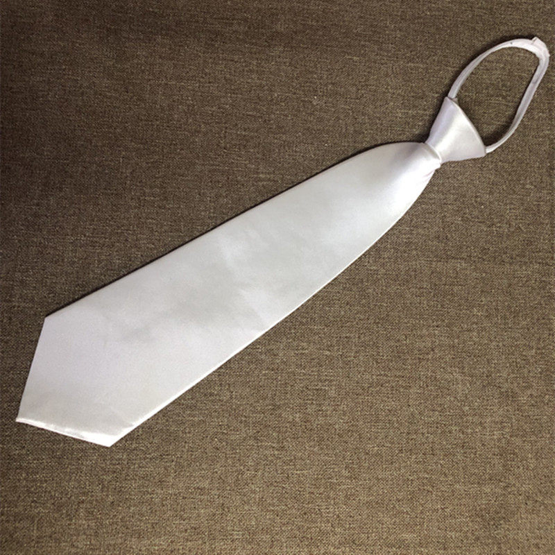 Men's tie pure color Korean version positive for business casual streaks tie 8CM white small tie sloth easy to pull 