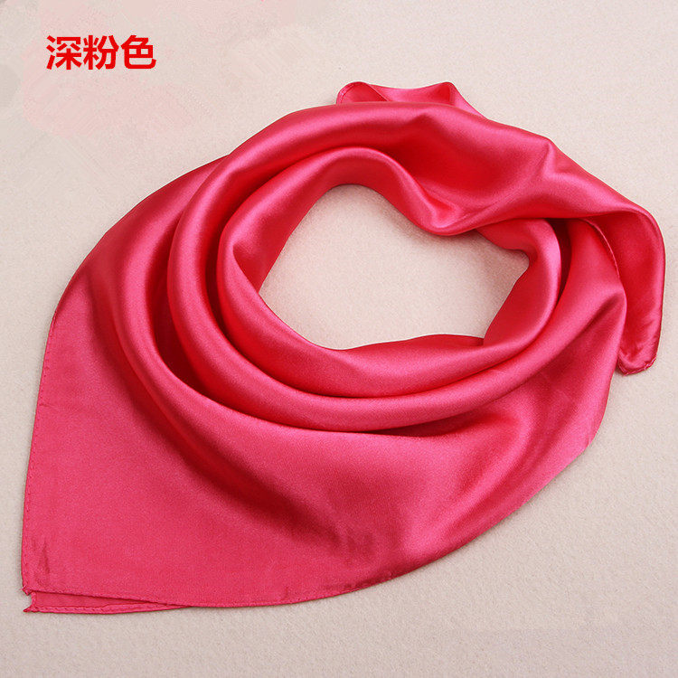 Pure color Career Scarf Performance for men and women Deep pink small square towels Hostess Bank Hotel Spring Autumn Silk Scarf can be printed L0GO