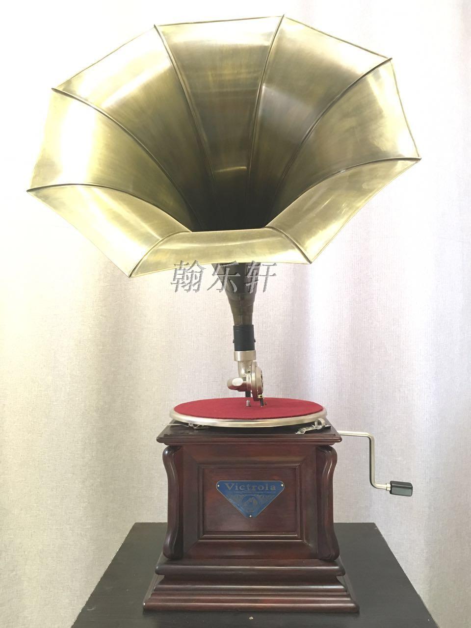 (Physical + online store) pure copper speaker vintage hand-cranked gramophone antique gramophone large horn gramophone