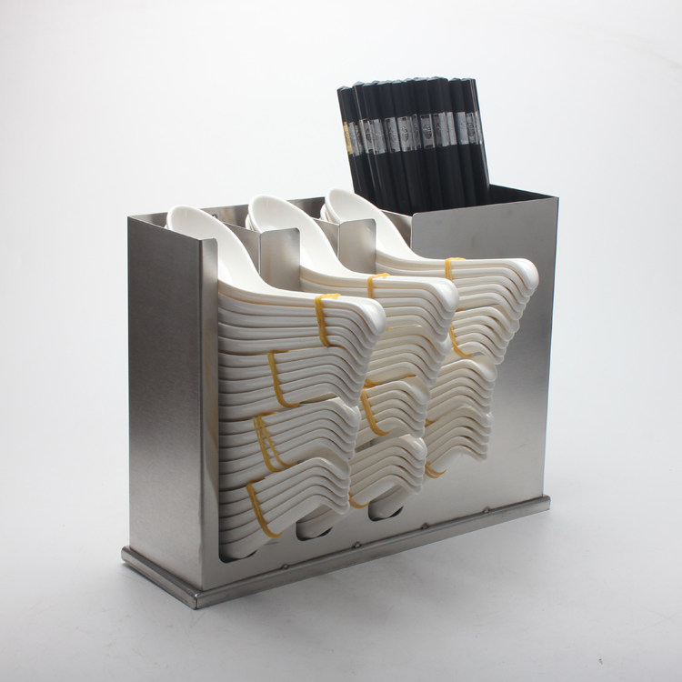 Square Stainless Steel Spoon Containing Box Soup Spoon Rack Cafeteria Fast Food Restaurant Dining Room Chopsticks Soup Spoon Containing layer shelf