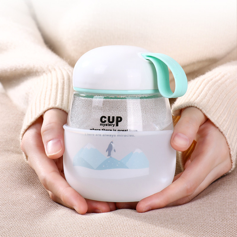 Cute Water Cup Portable Glass Cup Mini Cute Polar Bear Penguin Cartoon Accompanying Cup Fresh student male and female mug
