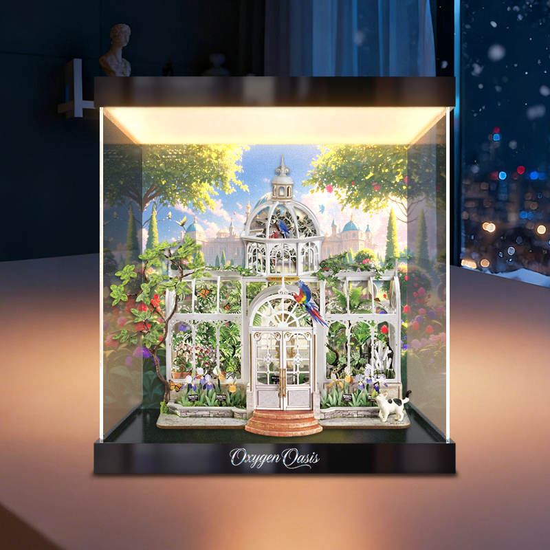 Suitable for Ruolai Light Oxygen Greenhouse Garden Handmade DIY Cabin Art House Model Dust Cover Light Box Display Box Suitable for Ruolai Light Oxygen Greenhouse Garden Handmade DIY Cabin Art House Model Dust Cover Light Box Display Box