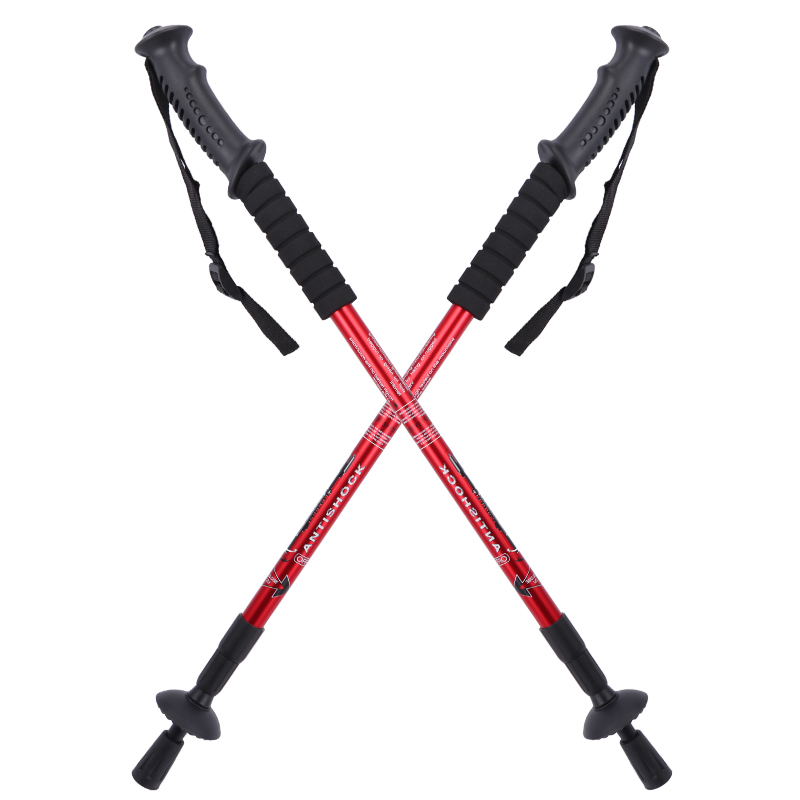 Three-section straight handle T handle curved handle ultra-light telescopic self-defense 6061 aluminum alloy trekking pole outdoor elderly walking stick