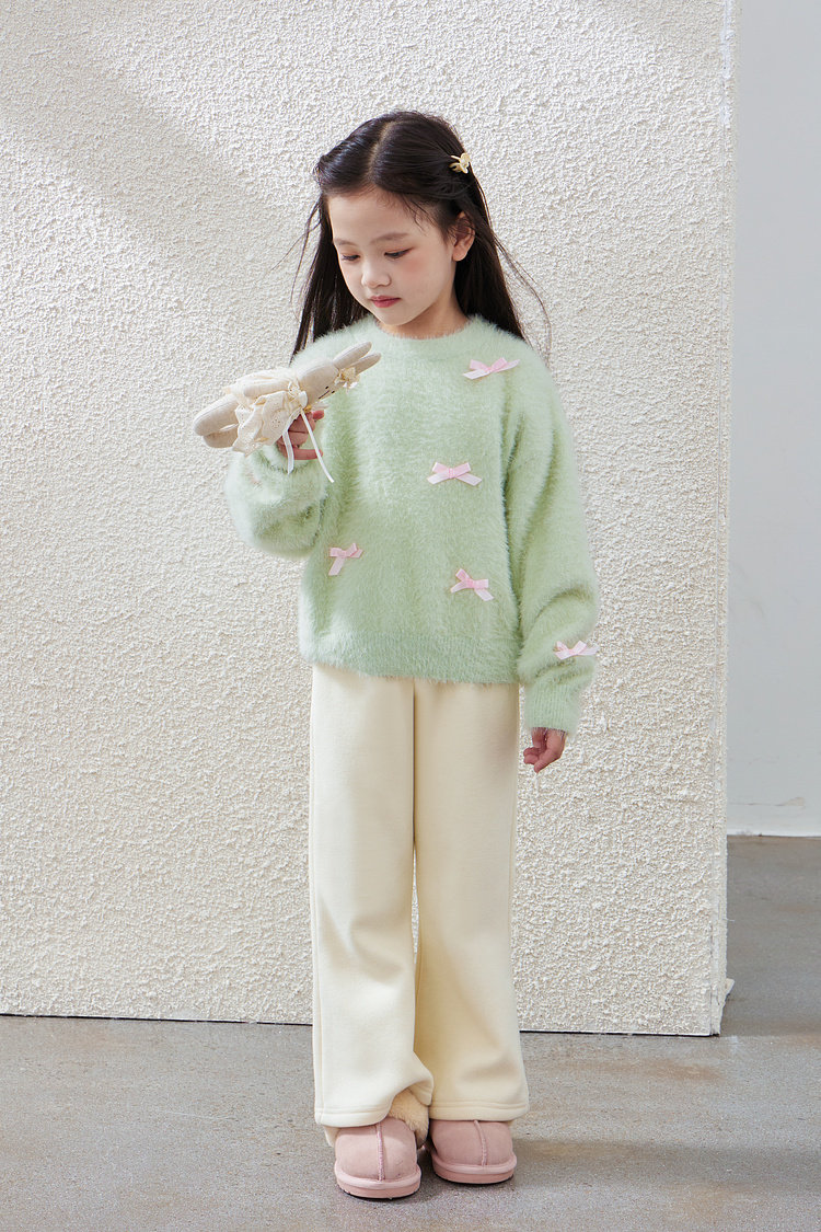 毛衣女童2024秋冬新款儿童加厚套头针织上衣内搭毛绒加厚女宝毛衣详情14