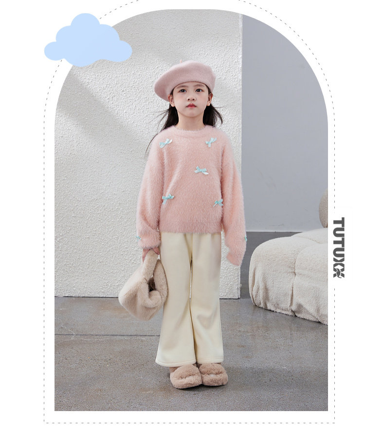 毛衣女童2024秋冬新款儿童加厚套头针织上衣内搭毛绒加厚女宝毛衣详情33