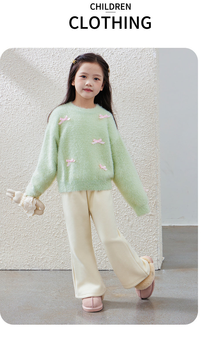 毛衣女童2024秋冬新款儿童加厚套头针织上衣内搭毛绒加厚女宝毛衣详情29